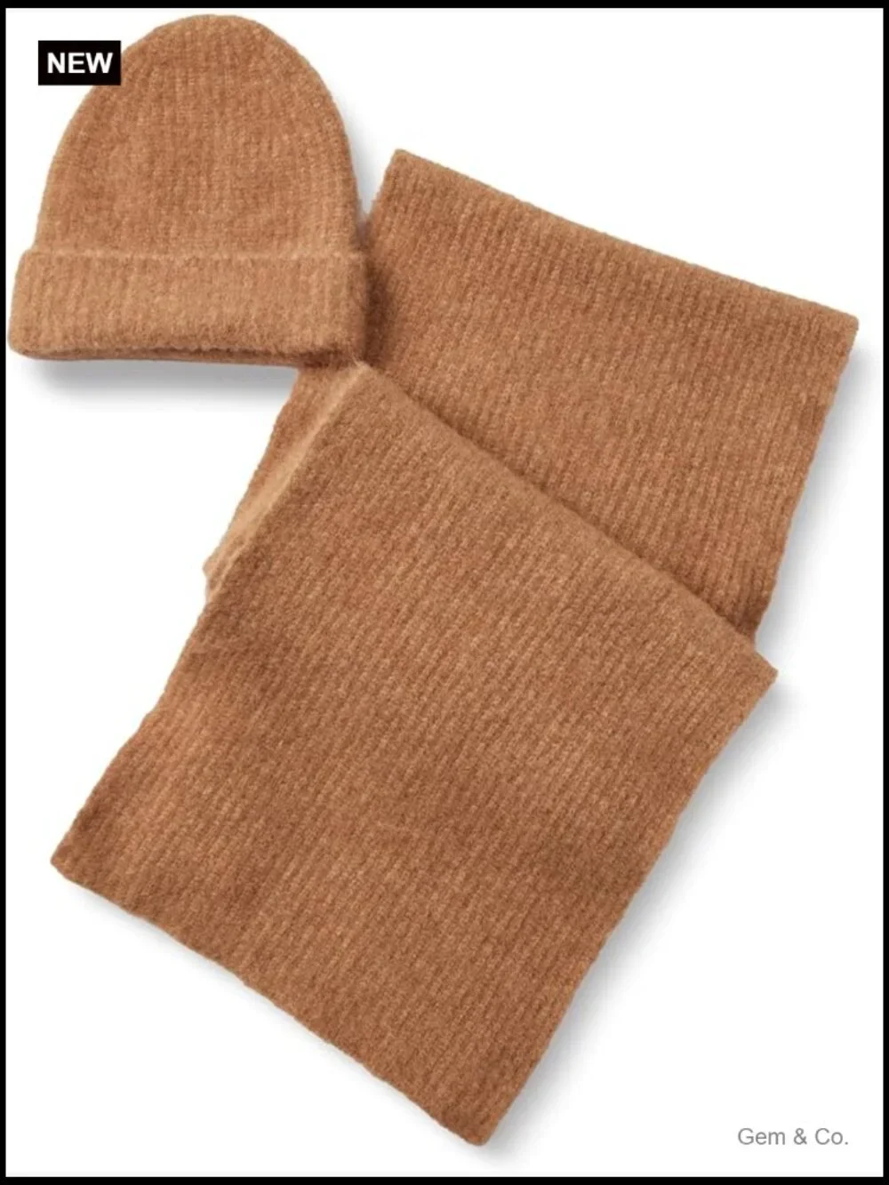 Faux Mohair Scarf & Hat Set, Beanie & Wrap, Unisex Winter Accessory